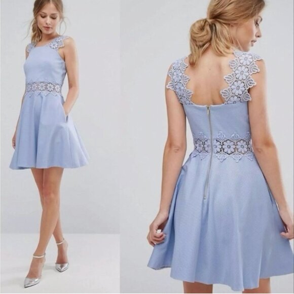Ted Baker Monaa Periwinkle Lace Drop Waist Dress. - Picture 1 of 2
